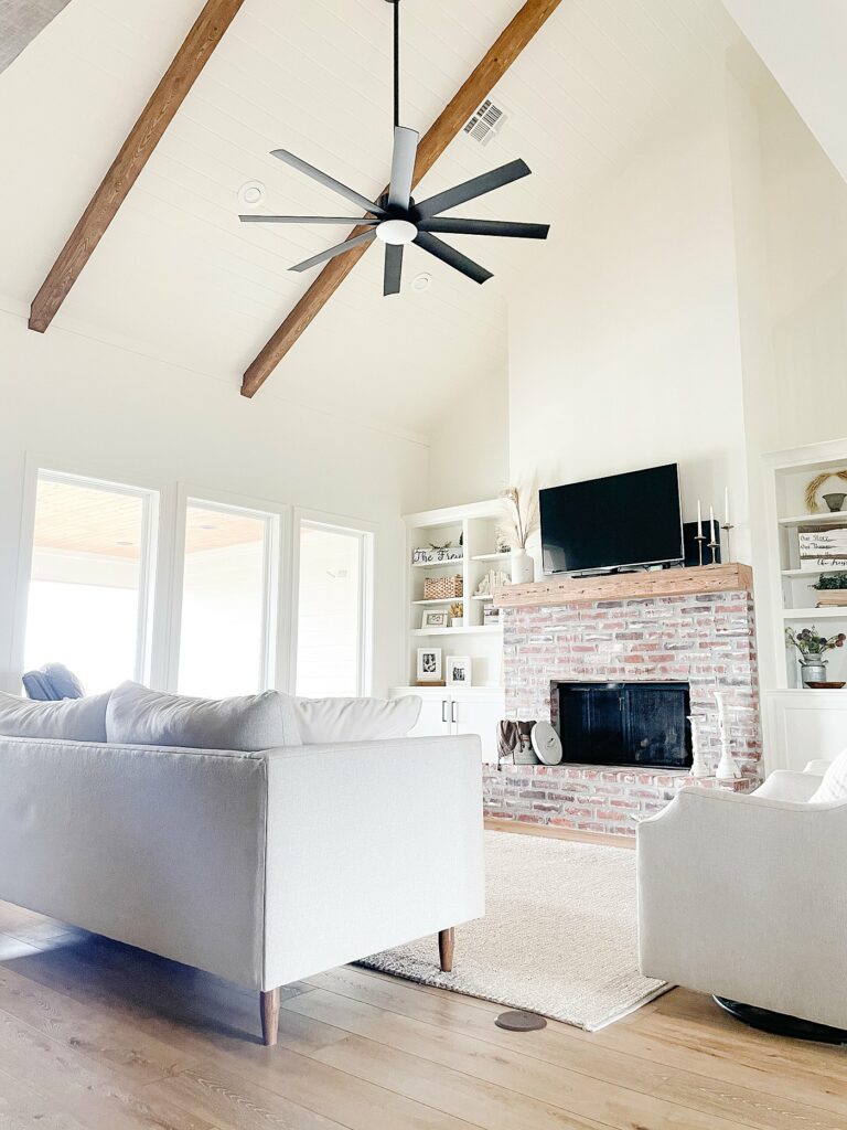 Vaulted ceiling in living room